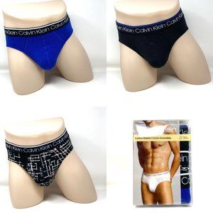 💖MEGA SALE💖Calvin Klein 3 Pack NP24200432 Cotton Stretch Hip Brief Blue Black